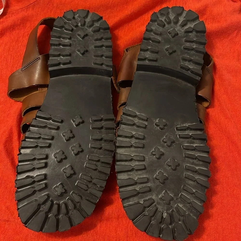 BjorndaL Men's Sandals Leather Brown Size 11 Made In Italy